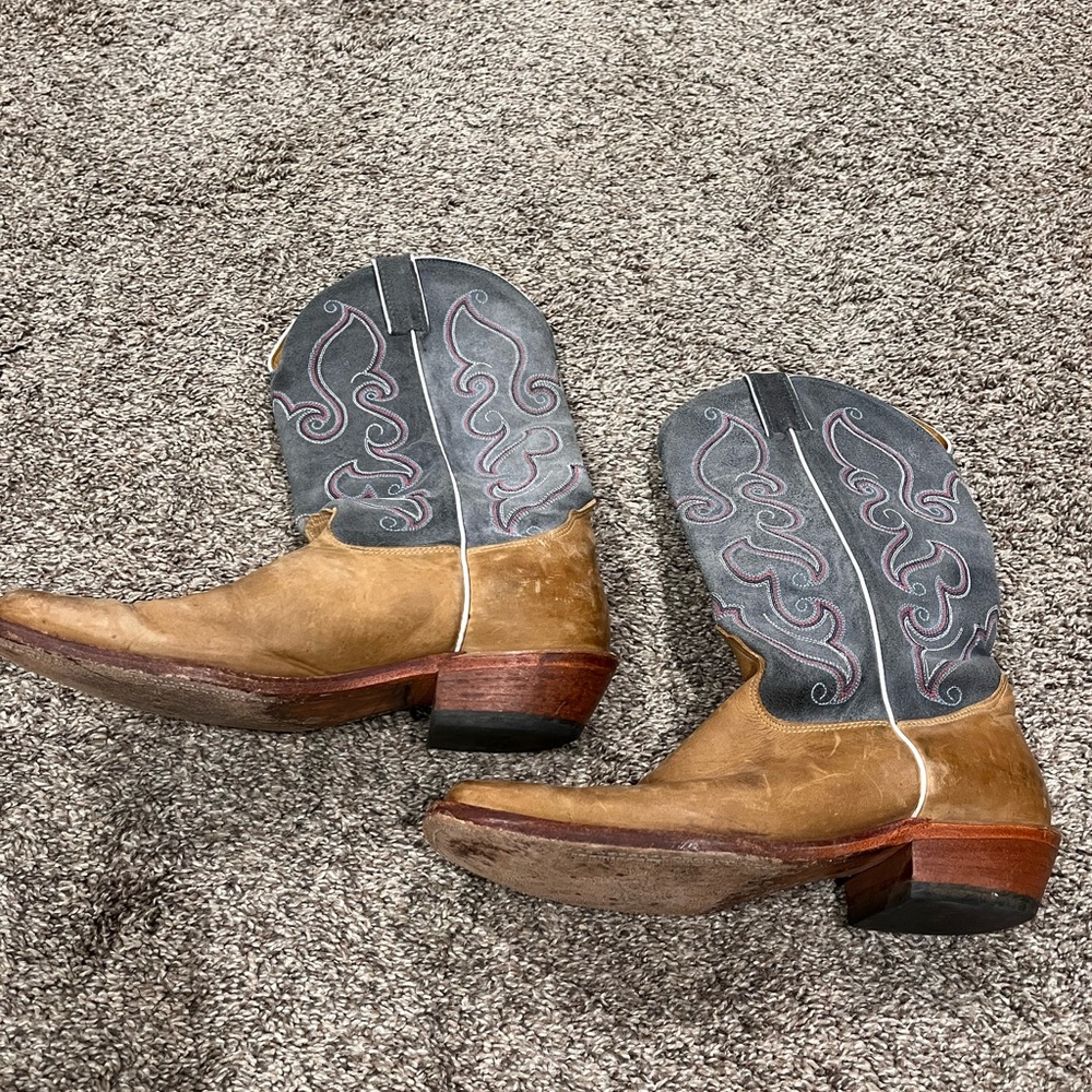 Nocona Men's Western Leather Boots - Tan and Blue